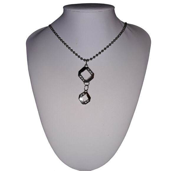 Hand Crafted Jewelry - Hand Crafted Ball Chain Silver Rhinestone Pendant